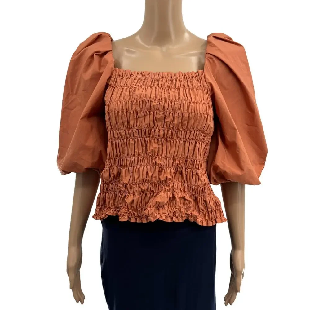 Anthropologie x Mare Mare Salina Terracotta Smocked Crop Top